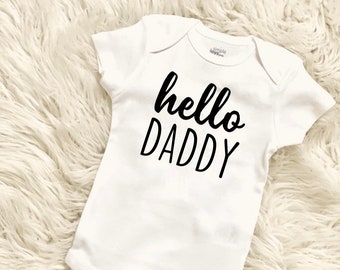 Hello Daddy Pregnancy Announcement for Dad Baby Bodysuit