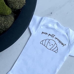 Mon Petit Croissant Baby Bodysuit: French Cotton Baby Clothes