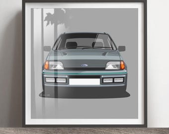 Ford Fiesta RS Turbo MK3 Car Poster, Personalized Retro Auto Art Print