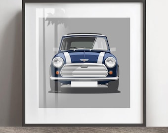 Mini Cooper artwork print, Add reg & colour, Frame not included, wall print, christmas gift, birthdays, Husband gift idea