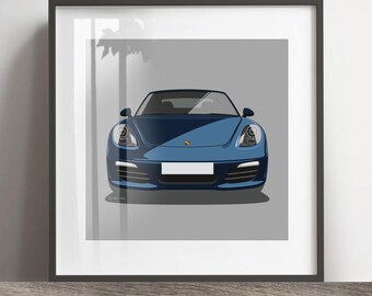 Porsche Boxster S artwork print, Add colour and reg, print, Classic car gift, Fathers day gift, Classic Car Artwork, Birthday present idea