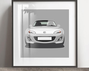 Mazda MX5 MK3 'facelift' artwork print, Add reg & colour, Frame not included, wall print, christmas gift, birthdays, Husband gift idea
