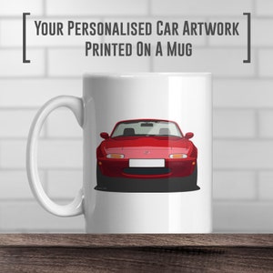 Mazda MX5 MK1 Kaffeetasse, fügen Sie Farbe und Ausrichtung, Druck, Geschenk, Vatertagsgeschenk, Oldtimer-Kunstwerk hinzu.