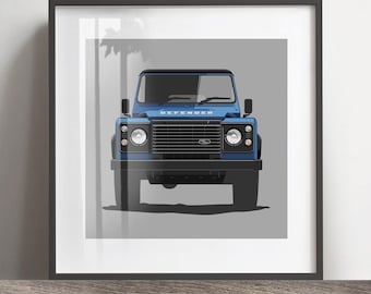 Land Rover Defender artwork poster, Add reg & colour, Frame not included, christmas gift, birthdays, Husband gift idea, Fathers day gift