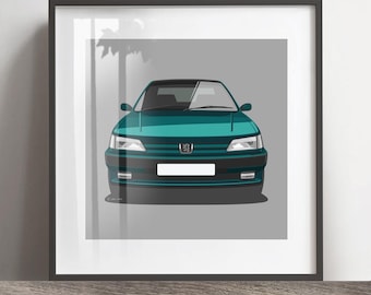 peugeot 306 Gti Kunstwerk Druck, Dekoration, Rahmen nicht inbegriffen, Wandbild, Weihnachtsgeschenk, Geburtstage, Geschenkidee für Ehemann