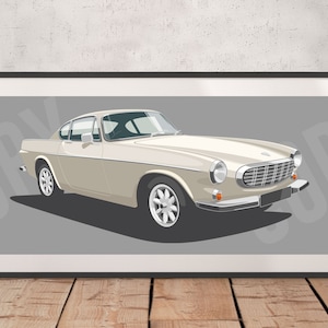 Volvo P1800 artwork print, Add reg & colour, Frame not included, wall print, christmas gift, birthdays, Husband gift idea