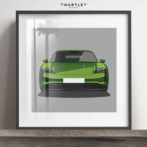 Porsche Taycan 4S artwork print, Add reg & colour, Frame not included, Christmas gift, wall art print, birthday gift idea.