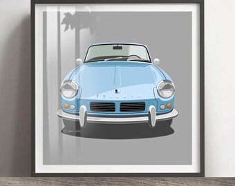 Triumph Spitfire Mk2 Artwork Print, Personalised Classic Car Wall Decor