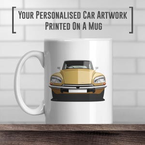 Citroen DS Coffee Mug, add colour and reg, Classic car print, gift, Fathers day gift, Classic Car Artwork, Citroen gift idea,