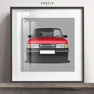 SAAB 900 Cabriolet artwork print, Add reg & colour, Frame not included, Mothers Day gift idea, wall art print, birthday gift idea.