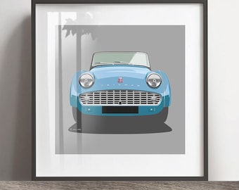 Triumph TR3  artwork, print, add reg & colour, Christmas gift, illustration, gift idea, birthday gift, gift for him. Valentine gift