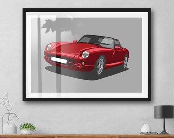 TVR Chimaera Classic Car Art Print, Personalized Reg & Colour (Print)