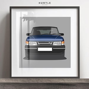 Impression d'oeuvres d'art SAAB 900 Cabriolet, couleurs régulières et ajouts, cadre non inclus, idée cadeau fête des mères, impression d'art mural, idée cadeau d'anniversaire.