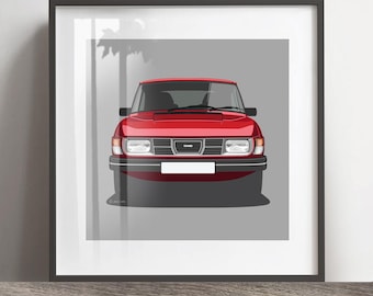 SAAB 99 GL Kunstwerk, Farbe hinzufügen, Rahmen nicht inbegriffen, Wanddruck, Weihnachtsgeschenk, Geburtstagsgeschenk, Geschenkidee für Ehemann, Geschenkidee für den Vatertag.