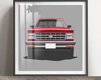 Chevrolet S10 pick up truck print, Add reg & colour, Frame not included, Wall art