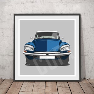 Citroen DS artwork print, Add reg & colour, Frame not included, wall print, christmas gift, birthdays, Husband gift idea