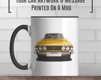 Tasse à café Triumph Stag, ajoutez de la couleur et de la tenue, impression, cadeau, cadeau de fête des pères, oeuvre d&#39;art de voiture classique