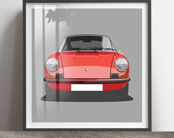 Porsche 912 Print, Classic Car Art, Personalized Color and Reg (Print)