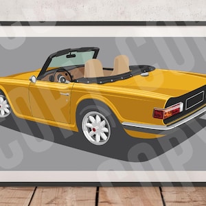Triumph TR6 artwork print, Add reg & colour, Frame not included, wall print, christmas gift, birthdays, Husband gift idea