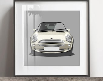 BMW Mini One Kunstdruck, Dekoration und Farbe hinzufügen, Rahmen nicht inbegriffen, Wanddruck, Weihnachtsgeschenk, Geburtstagsgeschenk, Geschenkidee für Ehemann