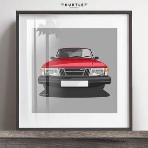 SAAB 900 artwork print, Add reg & colour, Frame not included, wall print, christmas gift, birthdays, Husband gift idea