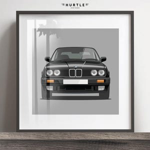 BMW 3er E30 Kunstdruck. Geschenkidee für den Muttertag, Rahmen nicht inkl., Geschenk für Sie, Geburtstagsgeschenk für Ihn.