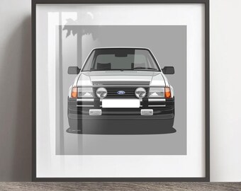Ford Begleiter MK3 RS1600i Kunstwerk Druck, Fügen Sie Reg & passen Sie Ihre Autofarbe an, Rahmen nicht enthalten, Weihnachtsgeschenk, Geburtstage, Geschenkidee für Ehemann