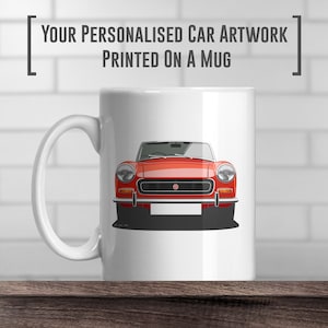 MG Midget Coffee Mug, Add colour and reg, Classic car gift, Fathers day gift, Classic Car Artwork, Birthday present idea, MG Midget gift