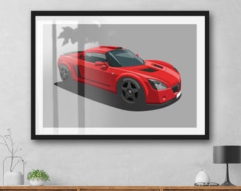 Vauxhall VX220 Kunstwerk Poster Druck, Rahmen nicht enthalten, Illustration, Weihnachtsgeschenk, Geburtstage, Geschenkidee für Ehemann.