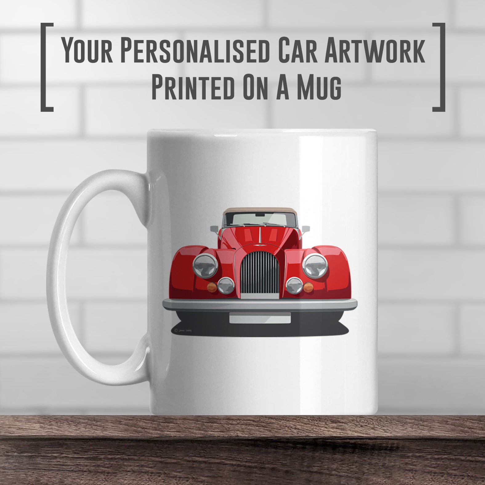 Mug Morgan, couleur et impression régulière, impression de voiture classique, cadeau, cadeau de fête des pères, oeuvre d'art de voiture classique, cadeau MG