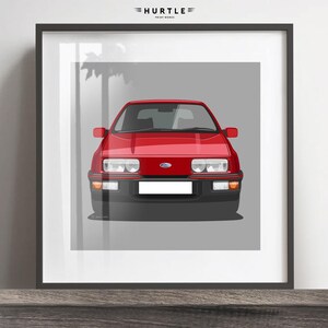 Ford Sierra, XR4i,  artwork print, Add reg & colour, Frame not included, illustration, gift, birthdays, Husband gift idea.