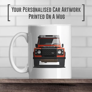 Land Rover Defender Coffee Mug, add colour and reg, print, gift, Fathers day gift, Classic Car Artwork