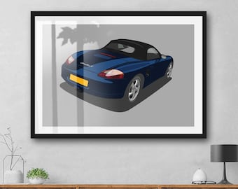Porsche Boxster artwork print, Add reg & colour, Frame not included, Personalized Classic Car Gift
