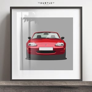 Mazda MX5 MK2 artwork print, Add reg & colour, Frame not included, wall print, christmas gift, birthdays, Husband gift idea