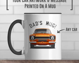 Vatertagsgeschenk Tasse, fügen Sie jedes Auto und Nachricht, Druck, Geschenk, Vatertagsgeschenk, Oldtimer-Kunstwerk hinzu