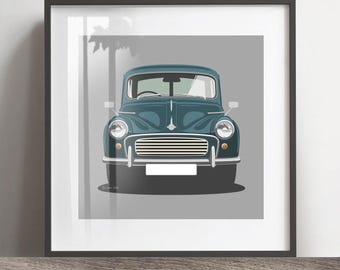 Morris Minor Traveller Illustration Druck, Farbe hinzufügen, Rahmen nicht inbegriffen, Wanddruck, Weihnachtsgeschenk, Geburtstage, Geschenkidee für Ehemann