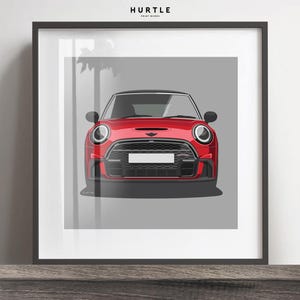 BMW Mini Cooper S artwork print, Add reg & colour, Frame not included, wall print, christmas gift, birthdays, Husband gift idea
