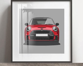 BMW Mini Cooper S works artwork print, Personalized Car Portrait, Frame not included, christmas gift, birthdays, Husband gift idea