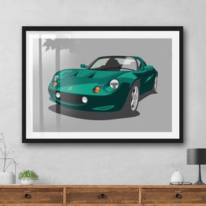 Lotus Elise S1 artworkprint, reg. en kleur toevoegen, lijst niet inbegrepen, muurafdruk, kerstcadeau, verjaardagen, cadeau-idee echtgenoot