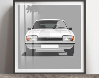 Ford Capri MK2 print, Add reg & colour, Frame not included, Wall art