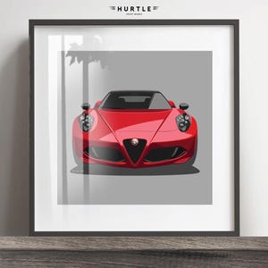 Impression Alfa Romeo 4C, Ajoutez des motifs et de la couleur, Cadre non inclus, Impression murale, Cadeau de Noël, Anniversaires, Idée cadeau mari