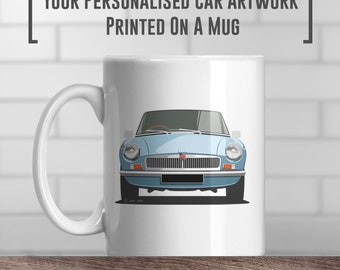 MGB Roadster Coffee Mug, Add reg/colour, Christmas gift, Classic car poster, Gift idea, birthday gift for him, Gift for her, wall art