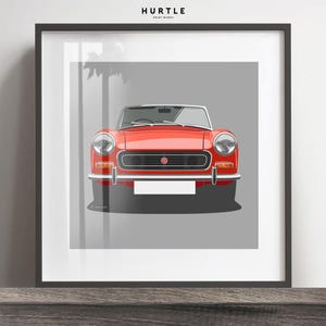 MG Midget artwork, Christmas Gift, Add reg & colour, Frame not included, wall print, christmas gift, birthdays, Husband gift idea
