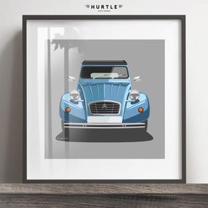 Citroen 2CV artwork print, Add reg & colour, Frame not included, wall print, christmas gift, birthdays, Husband gift idea