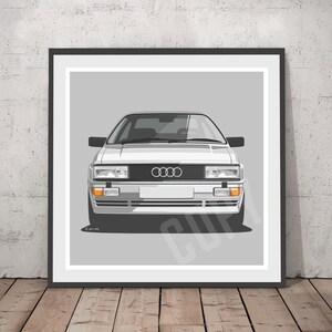 Lámina artística del Audi UR Quattro, ilustración de coche clásico, regalo personalizado.