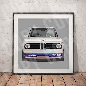 BMW 2002 track car artwork print, Add colour and reg, print, Classic car gift, Fathers day gift, Classic Car Artwork, Birthday present idea