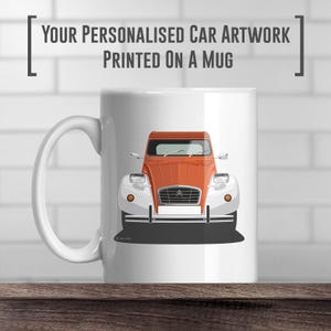 Citroen 2CV Coffee Mug, add colour and reg, Classic car print, gift, Fathers day gift, Classic Car Artwork, Citroen gift idea,