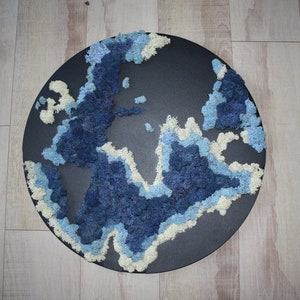 decoración de musgo de pared, tapices de pared, decoración en vivo del hogar, musgo preservado, musgo de mapa mundial, musgo globo, decoraciones de mapas, decoración de arte, musgo, hecho a mano