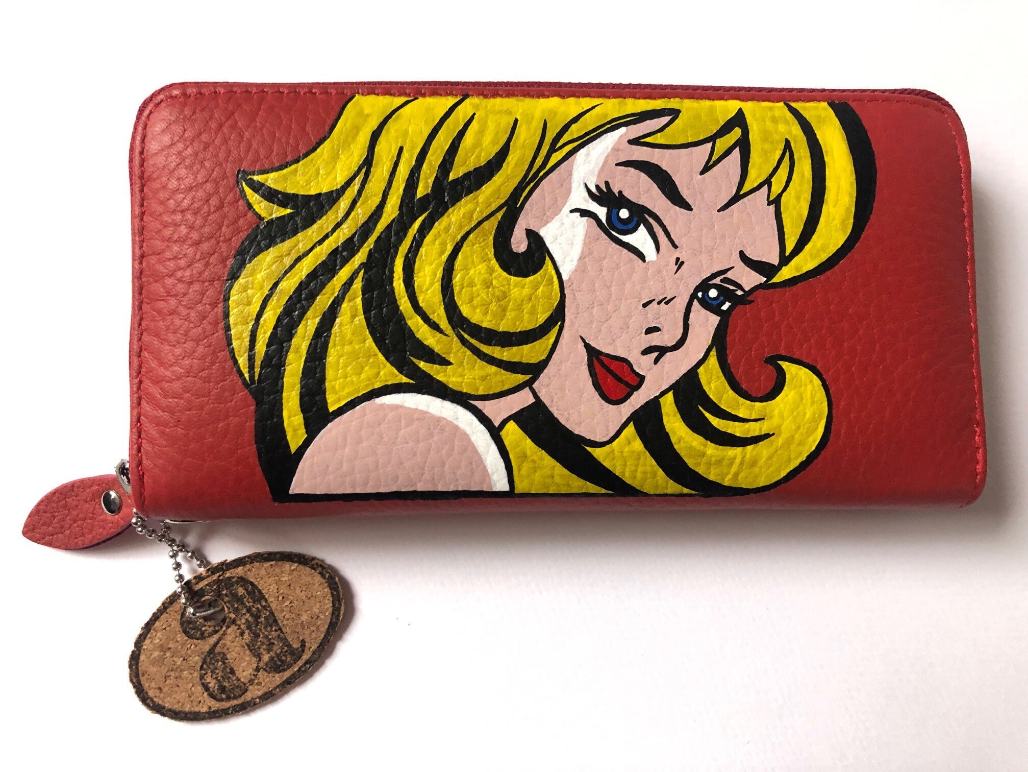 Custom Wallet, Hand Painted Wallet, Hand Painted Clutch, Pop Art Bag, Red Wallet, Perfect Gift for Her, Unique Wallet, Women's Day Gift