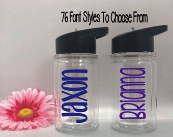 Botella de agua personalizada con pajita para niños Vaso personalizado para niños Vasos para fiestas infantiles Vasos para regalos de fiesta Vaso con pajita Botellas de agua personalizadas